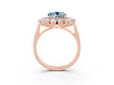 Rose gold Round Cut Aquamarine Floral Double Halo Engagement Ring with Prong Setting_51