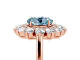 Rose gold Round Cut Aquamarine Floral Double Halo Engagement Ring with Prong Setting_53
