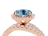 Rose gold Round Cut Aquamarine Halo Ring with Round Split Shank and Prong Setting_52