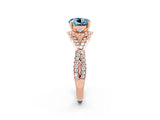 Rose gold Round Cut Aquamarine  Halo Twist Band Solitaire Prong Setting Ring_38