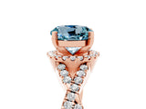 Rose gold Round Cut Aquamarine  Halo Twist Band Solitaire Prong Setting Ring_41