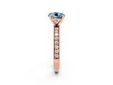 Rose gold Round Cut Aquamarine Milgrain Pavé Engagement Ring with Four-Prong Setting_2