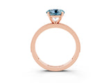 Rose gold Round Cut Aquamarine Milgrain Pavé Engagement Ring with Four-Prong Setting_3