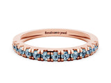 Rose gold Round Cut Aquamarine Pavé Set Thin Band