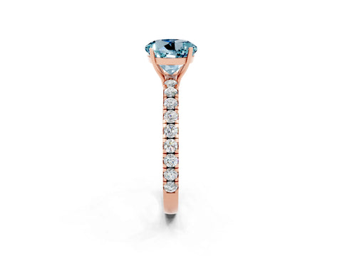 Rose gold Round Cut Aquamarine Pavé Solitaire Engagement Ring with Four-Prong Setting_14