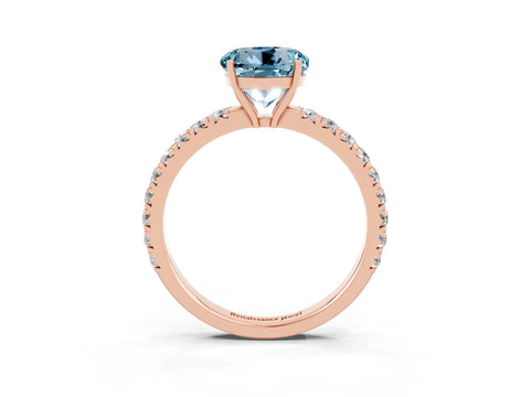 Rose gold Round Cut Aquamarine Pavé Solitaire Engagement Ring with Four-Prong Setting_15