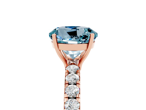 Rose gold Round Cut Aquamarine Pavé Solitaire Engagement Ring with Four-Prong Setting_17