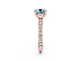 Rose gold Round Cut Aquamarine Pavé Solitaire Ring with Round Band and Prong Setting_26