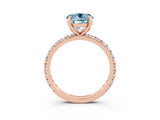 Rose gold Round Cut Aquamarine Pavé Solitaire Ring with Round Band and Prong Setting_27