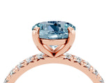 Rose gold Round Cut Aquamarine Pavé Solitaire Ring with Round Band and Prong Setting_28
