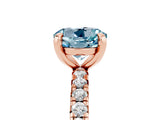 Rose gold Round Cut Aquamarine Pavé Solitaire Ring with Round Band and Prong Setting_29