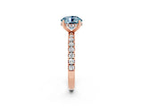 Rose gold Round Cut Aquamarine Pave Band Solitaire Ring with Four-Prong Setting_26