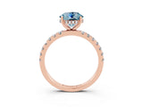Rose gold Round Cut Aquamarine Pave Band Solitaire Ring with Four-Prong Setting_27