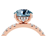 Rose gold Round Cut Aquamarine Pave Band Solitaire Ring with Four-Prong Setting_28