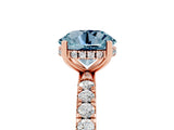 Rose gold Round Cut Aquamarine Pave Band Solitaire Ring with Four-Prong Setting_29