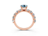 Rose gold Round Cut Aquamarine Prong Setting with Side Stones on a Pave Band_3