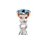 Rose gold Round Cut Aquamarine Prong Setting with Side Stones on a Pave Band_5