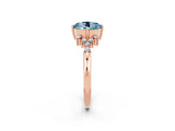 Rose gold Round Cut Aquamarine Ring with Side Stones and Four-Prong Setting_38