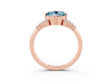 Rose gold Round Cut Aquamarine Ring with Side Stones and Four-Prong Setting_39