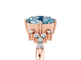 Rose gold Round Cut Aquamarine Ring with Side Stones and Four-Prong Setting_41