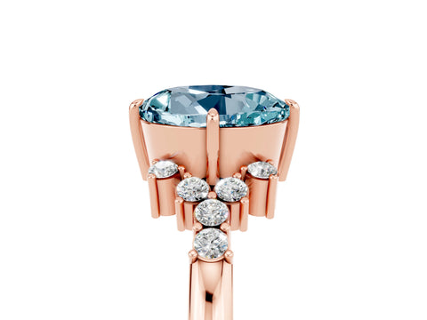 Rose gold Round Cut Aquamarine Ring with Side Stones and Four-Prong Setting_41