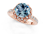 Rose gold Round Cut Aquamarine Scalloped Halo Engagement Ring with Round Shared Prong Band_25