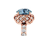 Rose gold Round Cut Aquamarine Scalloped Halo Engagement Ring with Round Shared Prong Band_29