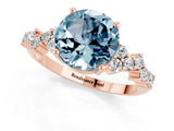 Rose gold Round Cut Aquamarine Scattered Round Accent Ring with Prong Setting_13