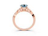 Rose gold Round Cut Aquamarine Solitaire Celtic Knot Ring with Four-Prong Setting_15