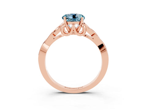 Rose gold Round Cut Aquamarine Solitaire Celtic Knot Ring with Four-Prong Setting_15
