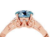 Rose gold Round Cut Aquamarine Solitaire Celtic Knot Ring with Four-Prong Setting_16