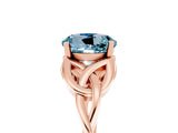 Rose gold Round Cut Aquamarine Solitaire Celtic Knot Ring with Four-Prong Setting_17