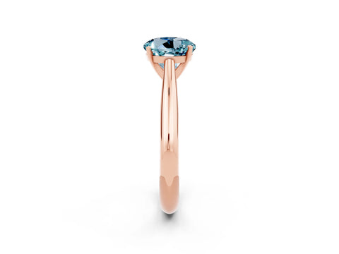 Rose gold Round Cut Aquamarine Solitaire Engagement Ring with Cathedral Setting and Four-Prong Mount_14
