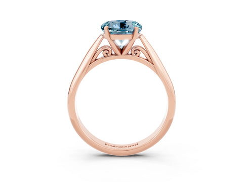 Rose gold Round Cut Aquamarine Solitaire Engagement Ring with Cathedral Setting and Four-Prong Mount_15