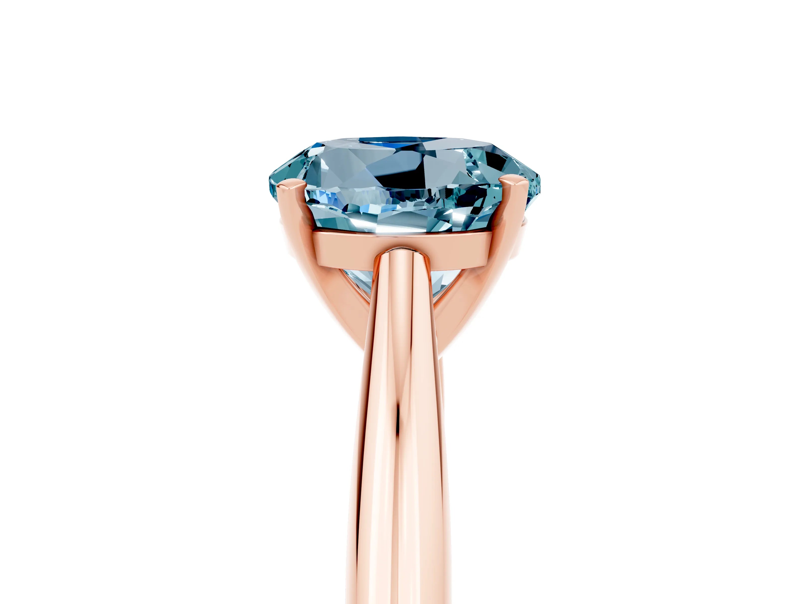 Rose gold Round Cut Aquamarine Solitaire Engagement Ring with Cathedral Setting and Four-Prong Mount_17