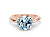 Rose gold Round Cut Aquamarine Solitaire Engagement Ring with Cathedral Setting and Four-Prong Mount_24