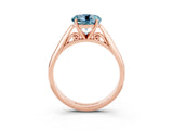 Rose gold Round Cut Aquamarine Solitaire Engagement Ring with Cathedral Setting and Four-Prong Mount_27