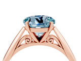 Rose gold Round Cut Aquamarine Solitaire Engagement Ring with Cathedral Setting and Four-Prong Mount_28