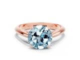 Rose gold Round Cut Aquamarine Solitaire Engagement Ring with Cathedral Setting and Four-Prong Mount_84