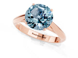 Rose gold Round Cut Aquamarine Solitaire Engagement Ring with Cathedral Setting and Four-Prong Mount_85