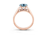 Rose gold Round Cut Aquamarine Solitaire Engagement Ring with Cathedral Setting and Four-Prong Mount_87