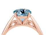 Rose gold Round Cut Aquamarine Solitaire Engagement Ring with Cathedral Setting and Four-Prong Mount_88