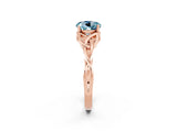 Rose gold Round Cut Aquamarine Solitaire Engagement Ring with Celtic Knot Band and Four-Prong Setting_2