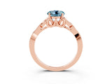 Rose gold Round Cut Aquamarine Solitaire Engagement Ring with Celtic Knot Band and Four-Prong Setting_3