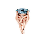 Rose gold Round Cut Aquamarine Solitaire Engagement Ring with Celtic Knot Band and Four-Prong Setting_5