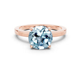 Rose gold Round Cut Aquamarine Solitaire Engagement Ring with Classic Band and Four-Prong Setting_24