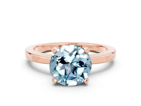 Rose gold Round Cut Aquamarine Solitaire Engagement Ring with Classic Band and Four-Prong Setting_24