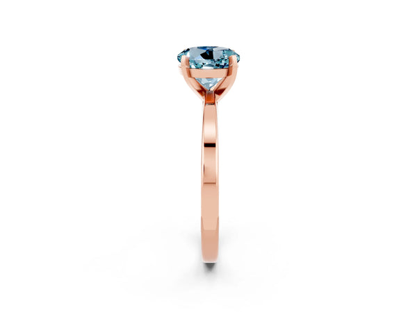 Rose gold Round Cut Aquamarine Solitaire Engagement Ring with Classic Band and Four-Prong Setting