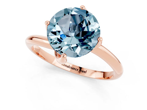 Rose gold Round Cut Aquamarine Solitaire Engagement Ring with Four-Prong Setting and Classic Band_13