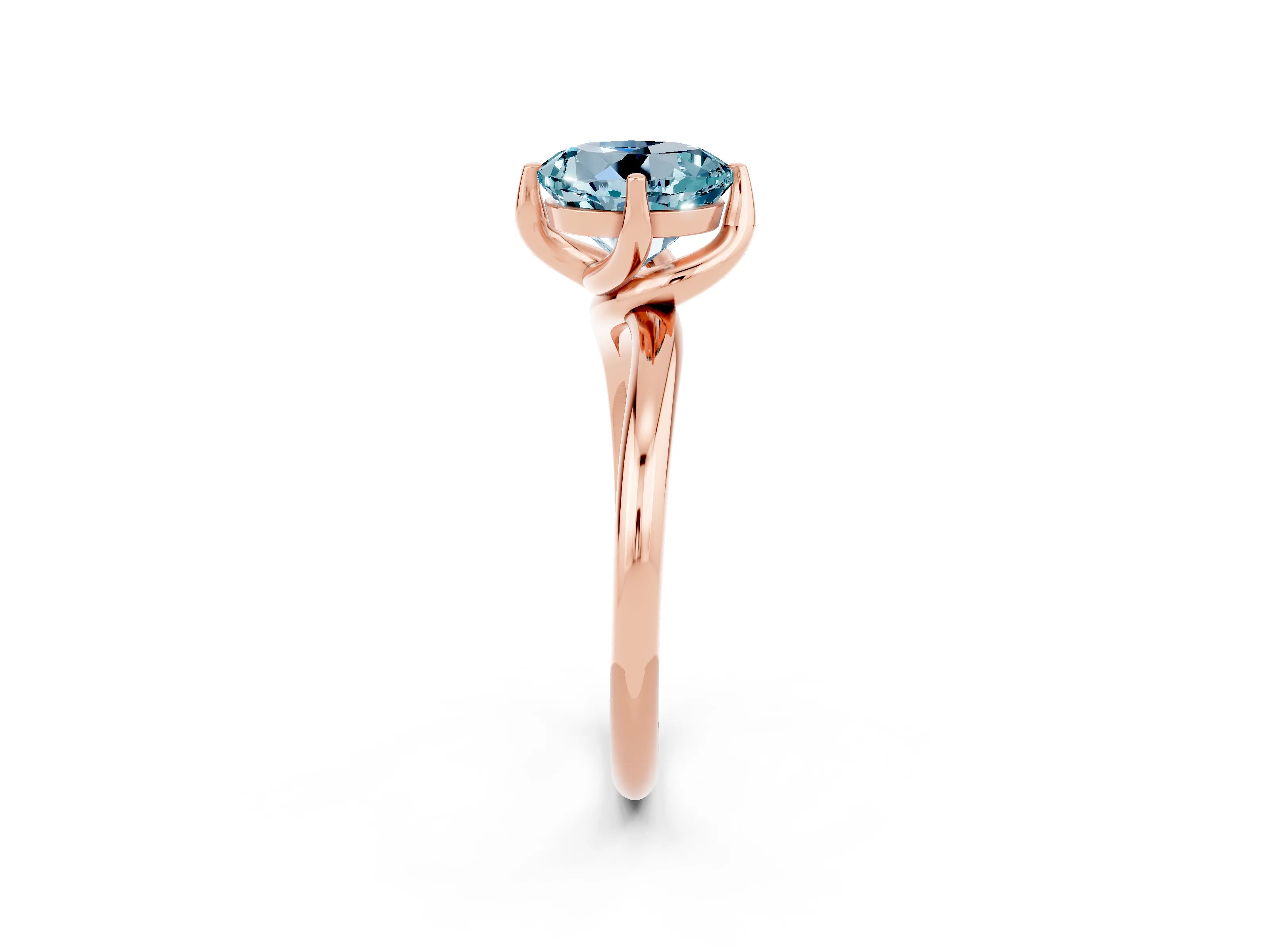 Rose gold Round Cut Aquamarine Solitaire Engagement Ring with Four-Prong Setting and Classic Band_14